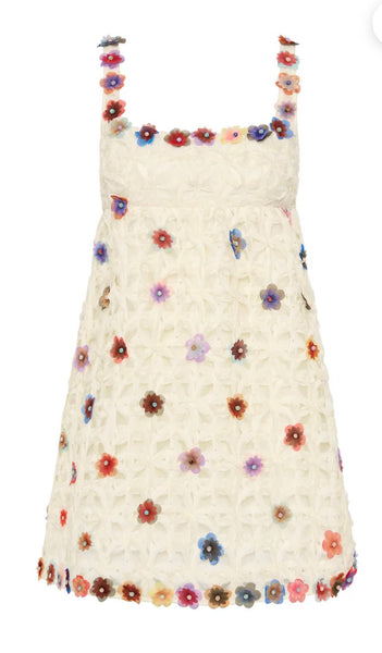 ANTIPODEAN~ Echo crochet flower mini dress