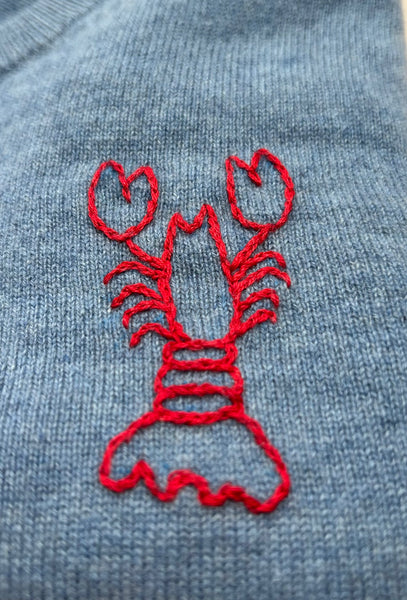 SWEET OLIVE STREET~ Light blue Lobster cashmere sweater