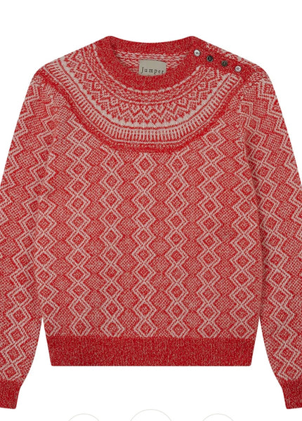 JUMPER 1234~ jacquard yoke crew