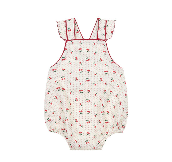 MINNOW~ Cherry bubble with ruffle strap.
