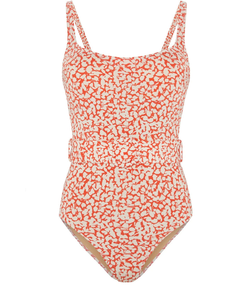 EVARAE~ Cassandra 1 pc belted swimsuit in ditsy print