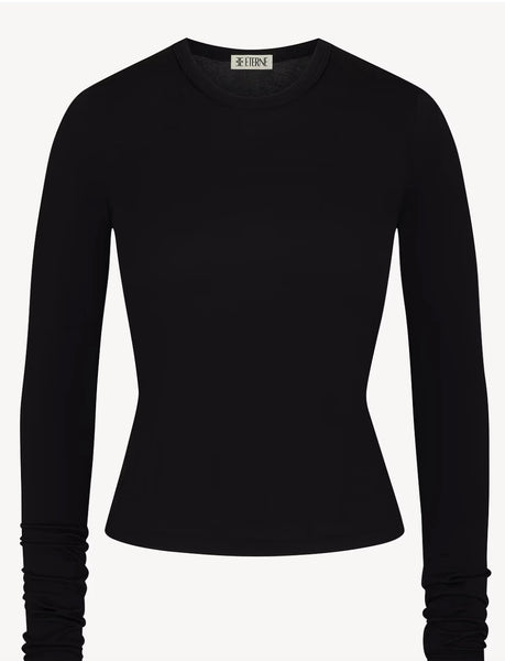 ETERNE~ Charcoal fitted crewneck long sleeve t shirt 363-5 soft jersey