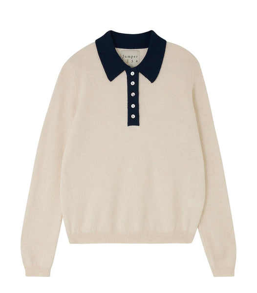 JUMPER 1234~ Contrast cashmere polo