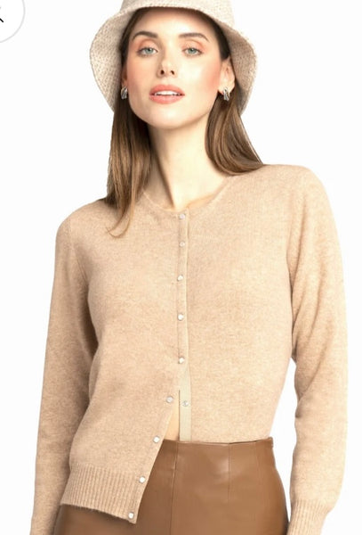 RICHARD GRAND~ Snap front cardigan with grosgrain placket. * photo for style only