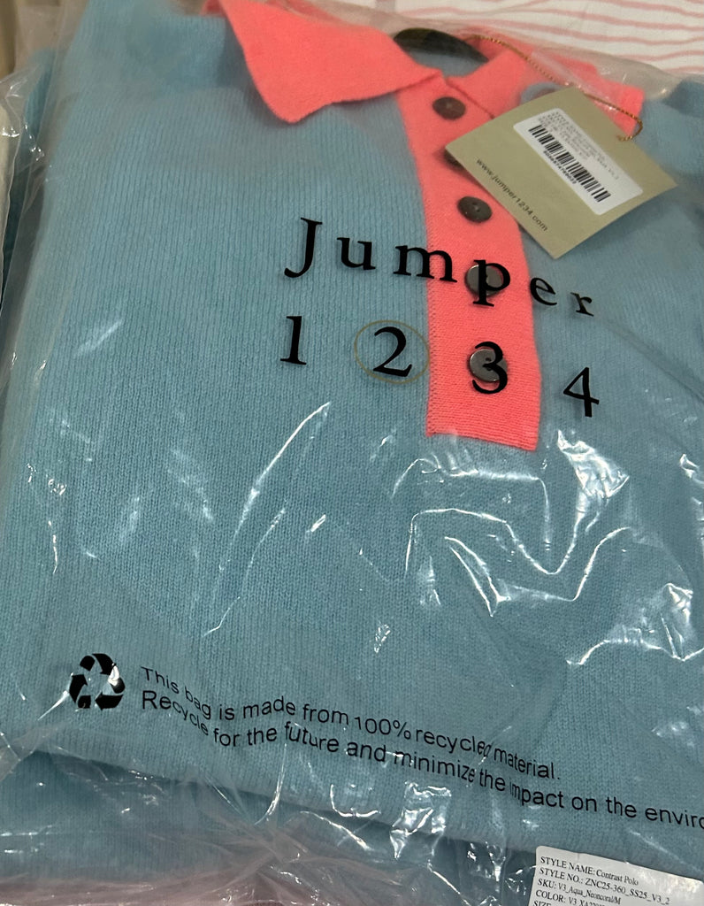 JUMPER 1234~ Contrast cashmere polo