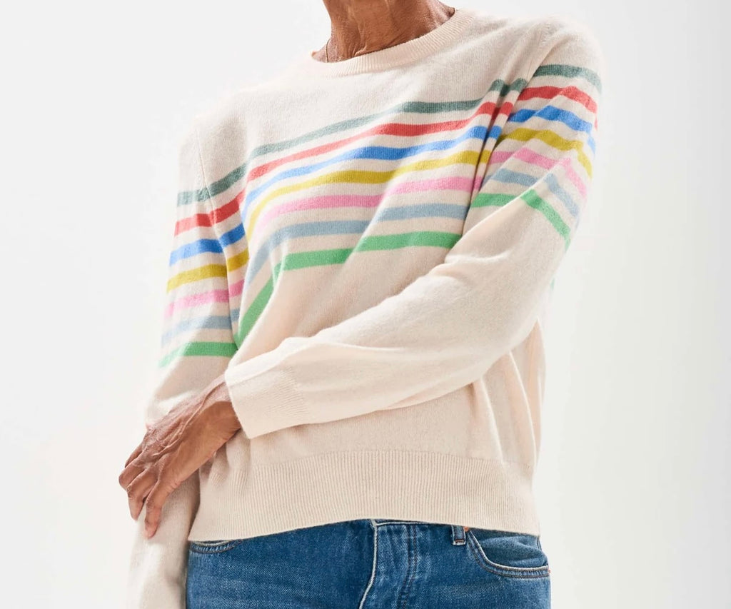 JUMPER 1234~ Striped block cashmere crewneck sweater