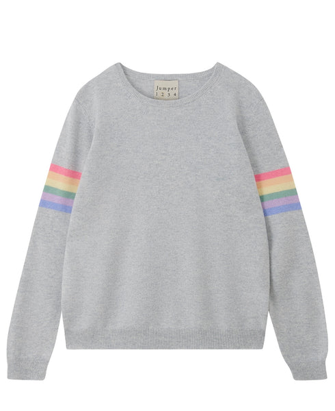 JUMPER 1234~ Rainbow arm cashmere crew sweater