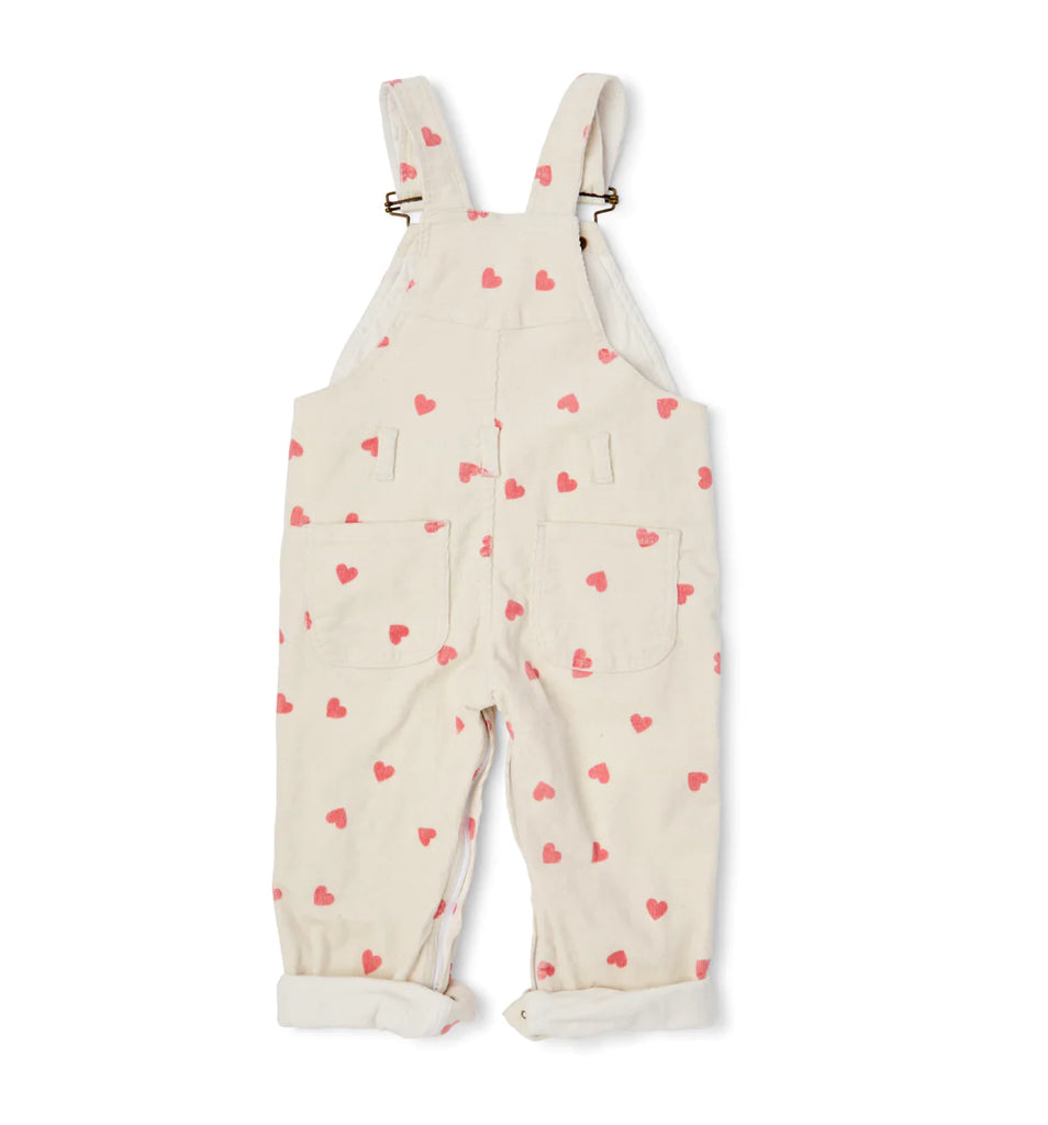 DOTTY DUNGAREES~ Heart print corduroy overalls