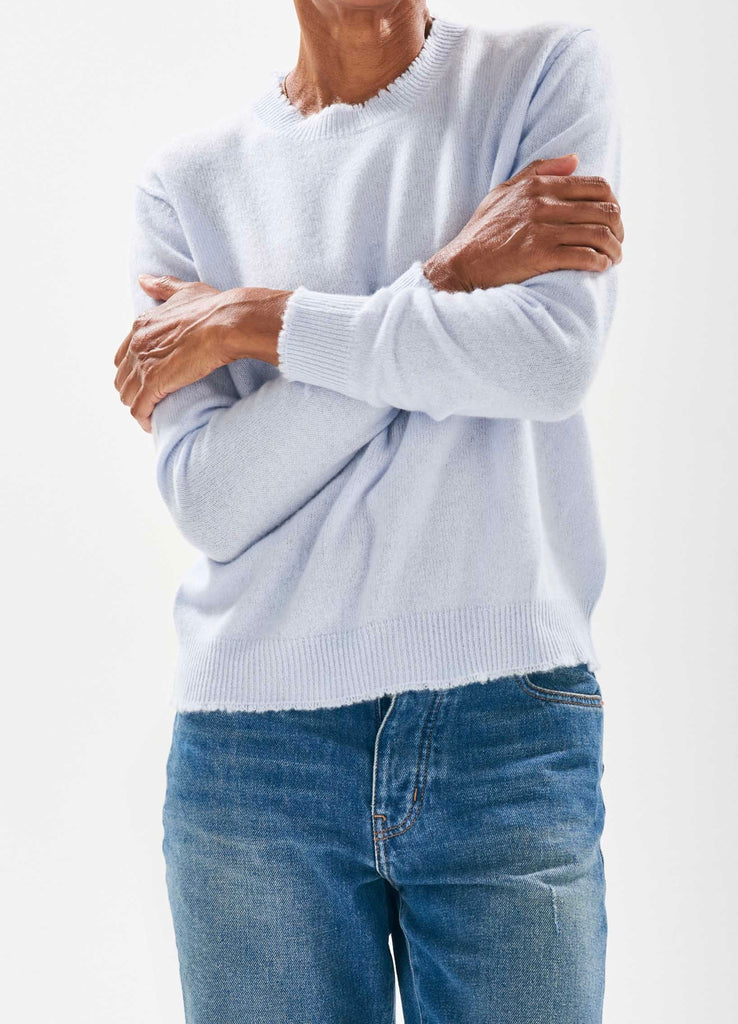 JUMPER 1234~ Distresses cashmere crewneck