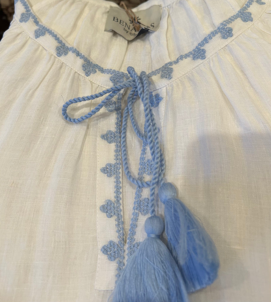 BENARAS~ Natural blue blouse 24905