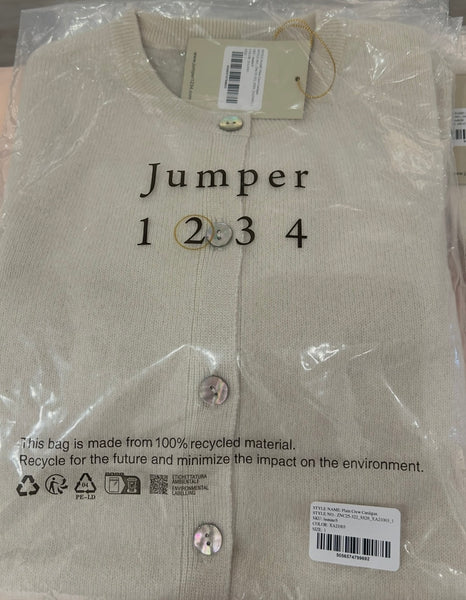 JUMPER 1234~ Plain crew cashmere cardigan