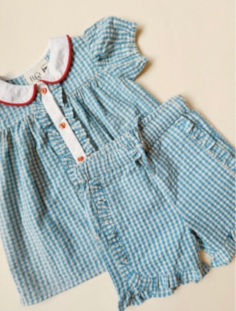 FLOESS~ River gingham frill shorts