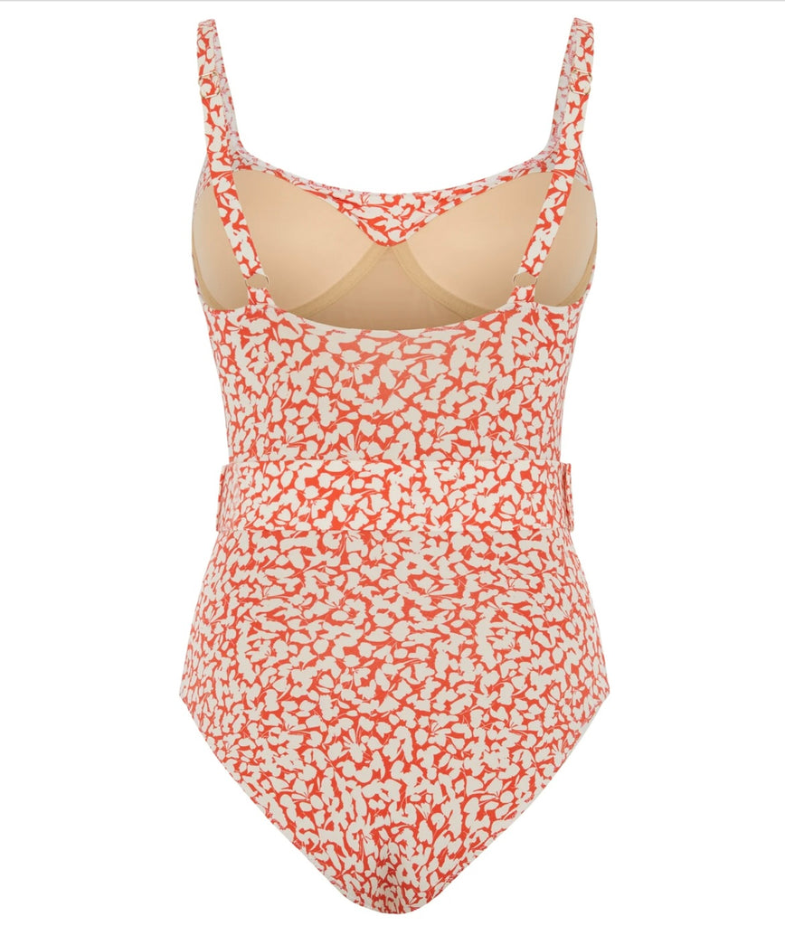 EVARAE~ Cassandra 1 pc belted swimsuit in ditsy print