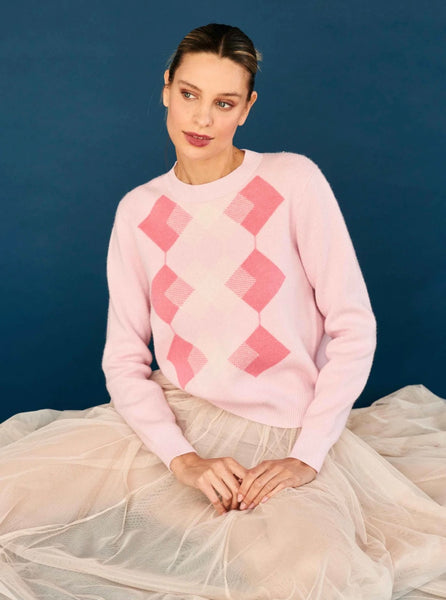 JUMPER 1234~ Argyle style crew neck sweater