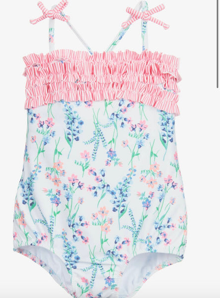 SUNUVA-~ 1 pc English floral ruffle swimsuit