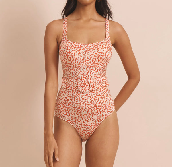 EVARAE~ Cassandra 1 pc belted swimsuit in ditsy print