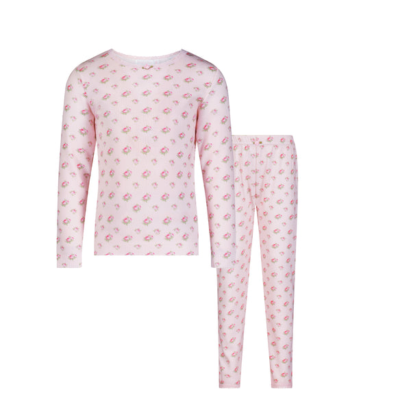 Girls & Baby Vivi Classic Long Sleeve Tee & Nina Pant Set - Pink Vintage Ditsy Rose Print