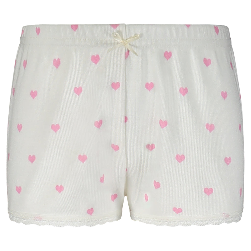 Girls Brette Classic Cami & Cece Short Set - Pink Hearts Print