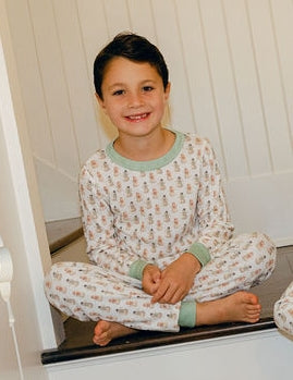 Polkadot BOYS & BABY SET Crew LS & Pant - Vintage Snowman