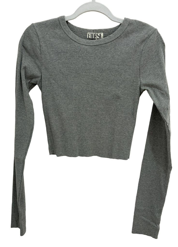 ETERNE~ Cropped Ribbed Fitted LS Top