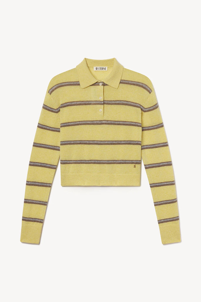 ETERNE~ Cashmere striped Barrett polo sweater