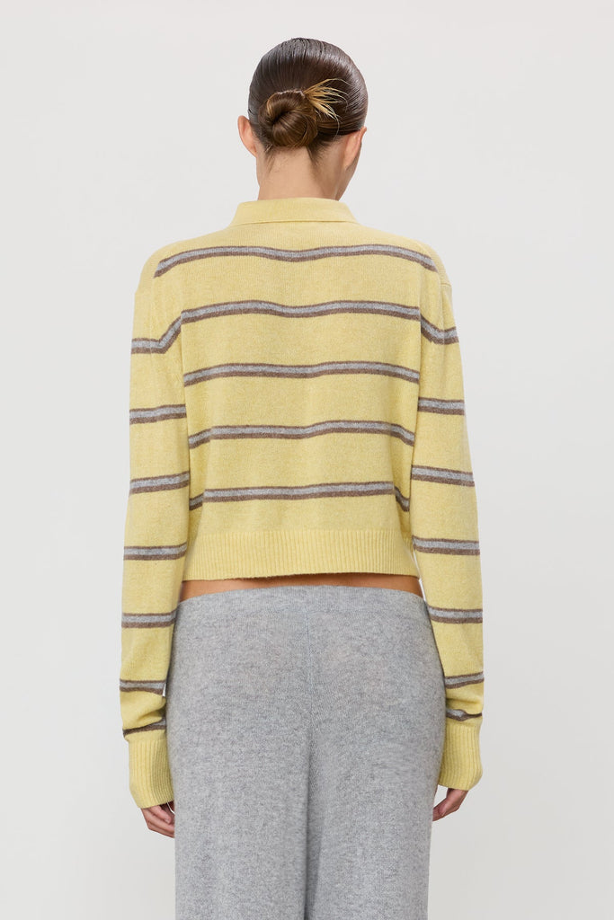 ETERNE~ Cashmere striped Barrett polo sweater