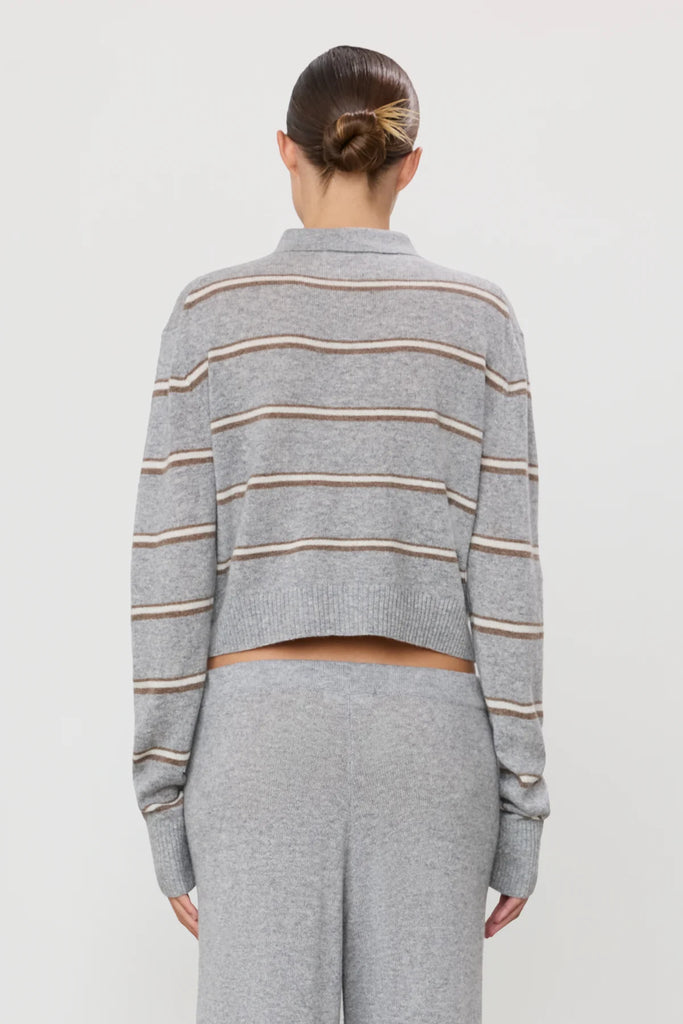 ETERNE~ Cashmere striped Barrett polo sweater