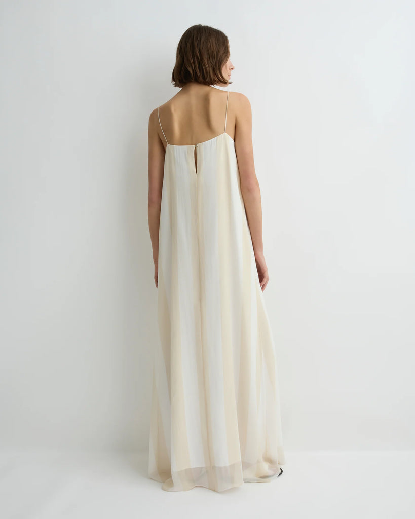 BONDI BORN~ Capri silk chiffon cami dress ecru stripes