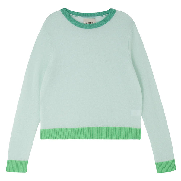 JUMPER1234~ Contrast crew cashmere sweater