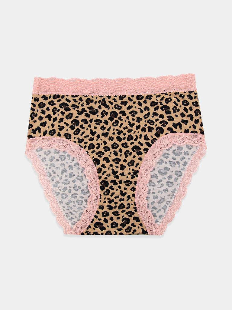 STRIPE & STARE~ Hi Rise leopard panty w/peach lace