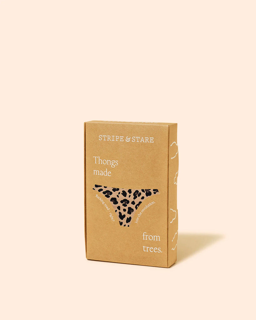 STRIPE & STARE~ Leopard thong with peach lace
