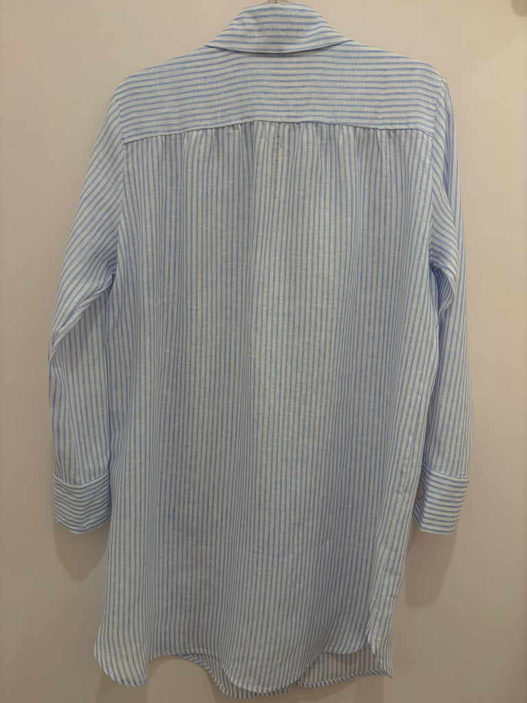 YELLAMARIS~ Light blue stripe linen night dress