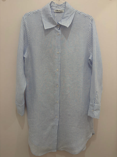 YELLAMARIS~ Light blue stripe linen night dress