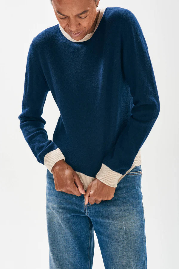 JUMPER 1234~ Contrast cashmere crew