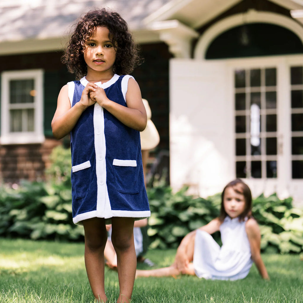 MINNOW~ Girls French Terry sleeveless button front dress