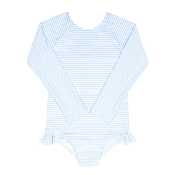 MINNOW~ Girls powder blue stripe rashguard 1 pc