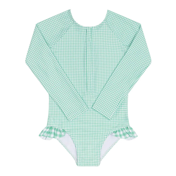 MINNOW~ Girls Gustavia gingham front zip rashguard 1 pc