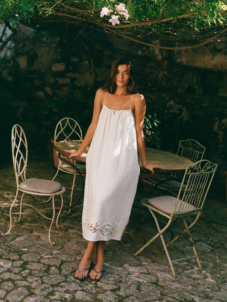 PEONY~ Embroidered midi dress