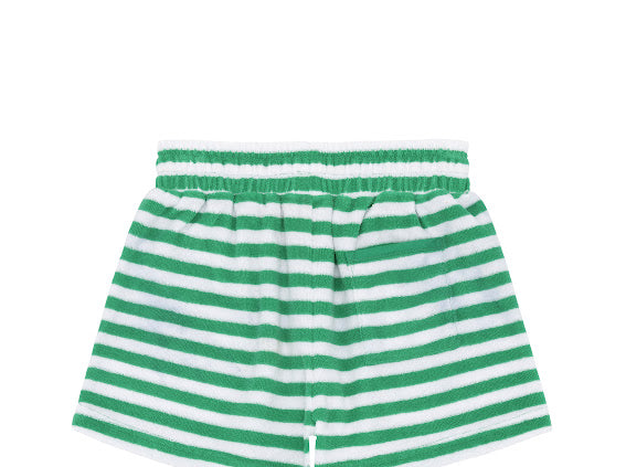 MINNOW~ Boys Bermuda green stripe French Terry short