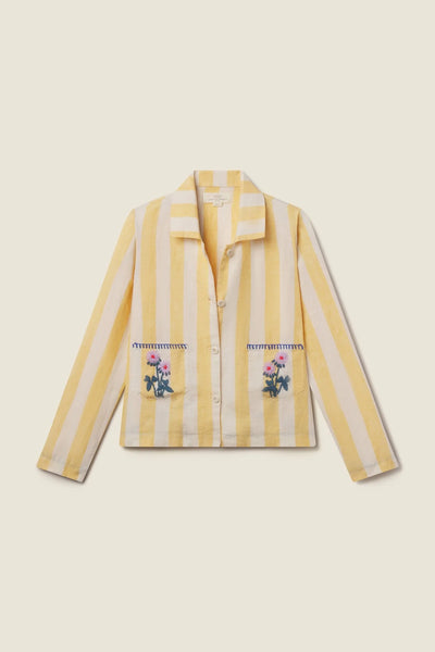 TROVATA~ Leni linen jacket in yellow faro stripe