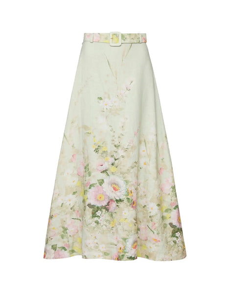 BYTIMO~ Linen floral maxi skirt