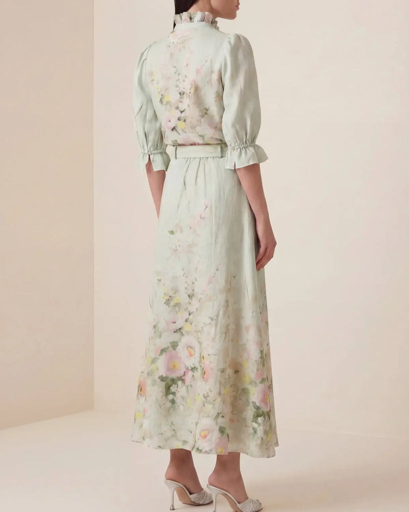 BYTIMO~ Linen floral maxi skirt
