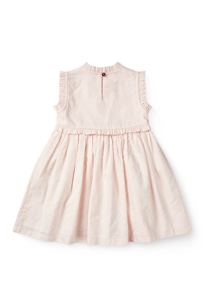 COPENHAGEN COLORS~ seersucker dress with ruffles and embroidery