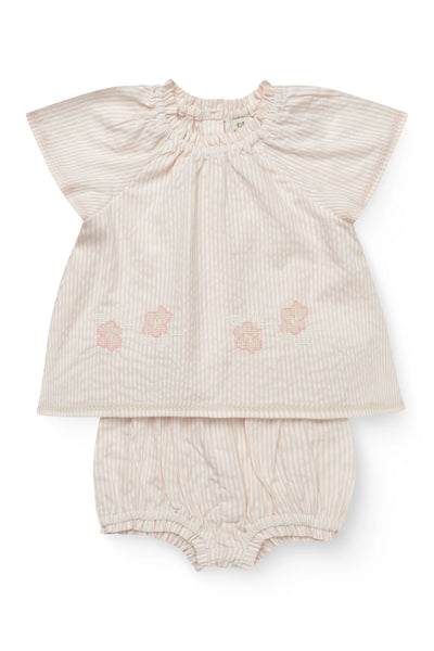COPENHAGEN COLORS~ seersucker baby set w embroidery
