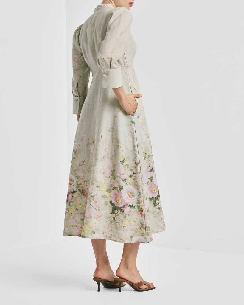 BYTIMO~ Linen floral button down dress