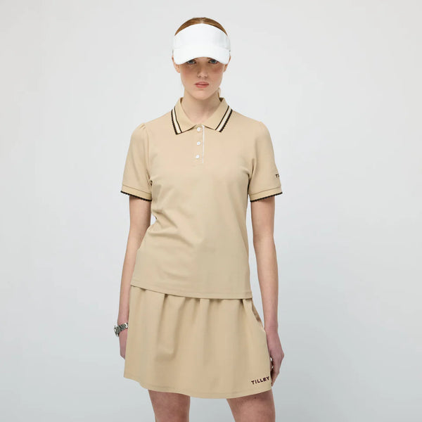 TILEY~ Preppy pique puff sleeve polo