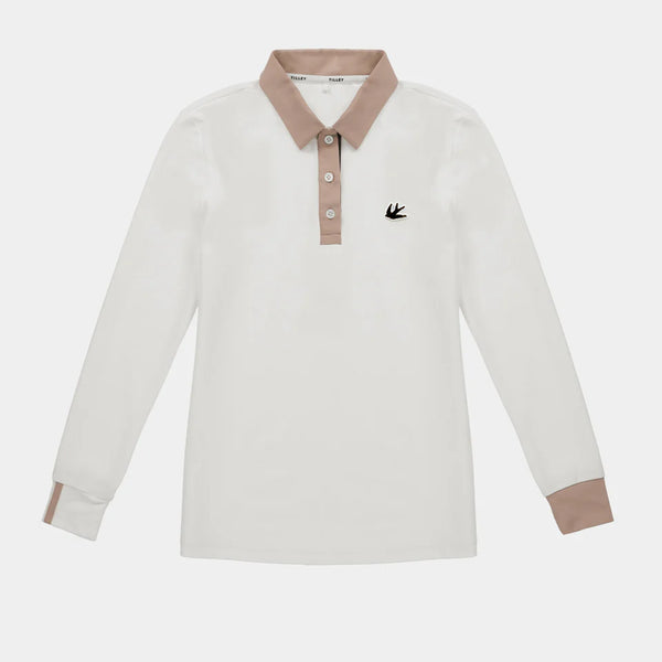 TILLEY~ Preppy pique long sleeve striped placket polo