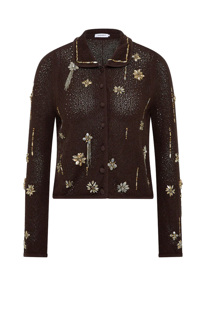 ANTIPODEAN~In Bloom knit collar cardigan