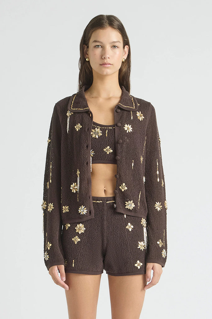 ANTIPODEAN~In Bloom knit collar cardigan