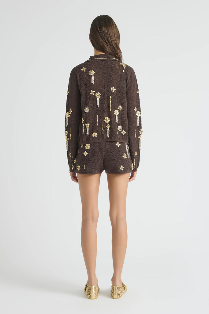 ANTIPODEAN~In Bloom knit collar cardigan